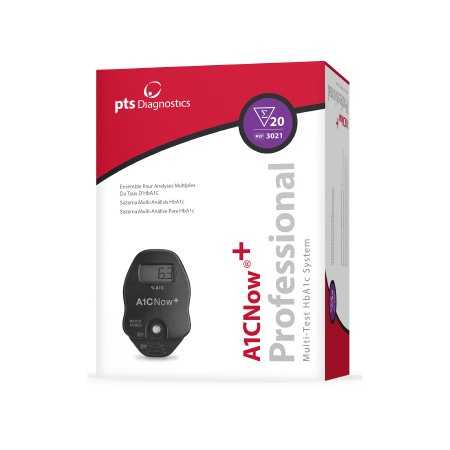 Rapid Test Kit A1CNow®+ Diabetes Management HbA1c Test Whole Blood Sample 20 Tests (20TEST/BX 24BX/CS) by PTS Diagnostics  ID 3021